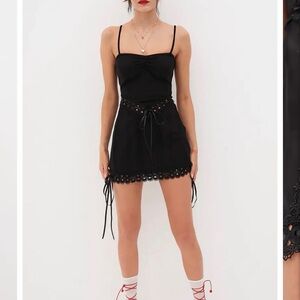 For Love and Lemons Black Lace-Up Mini Dress